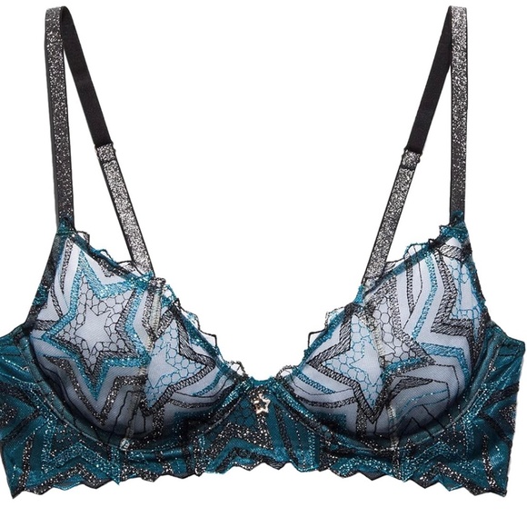 Savage X Fenty Women's Shining Strap Embroidered Unlined Demi Bra 32 C - Picture 1 of 10